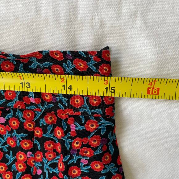 Zara Red Floral Print Midi Skirt Size Medium Double Slit Summer Festival NWOT - Picture 9 of 9